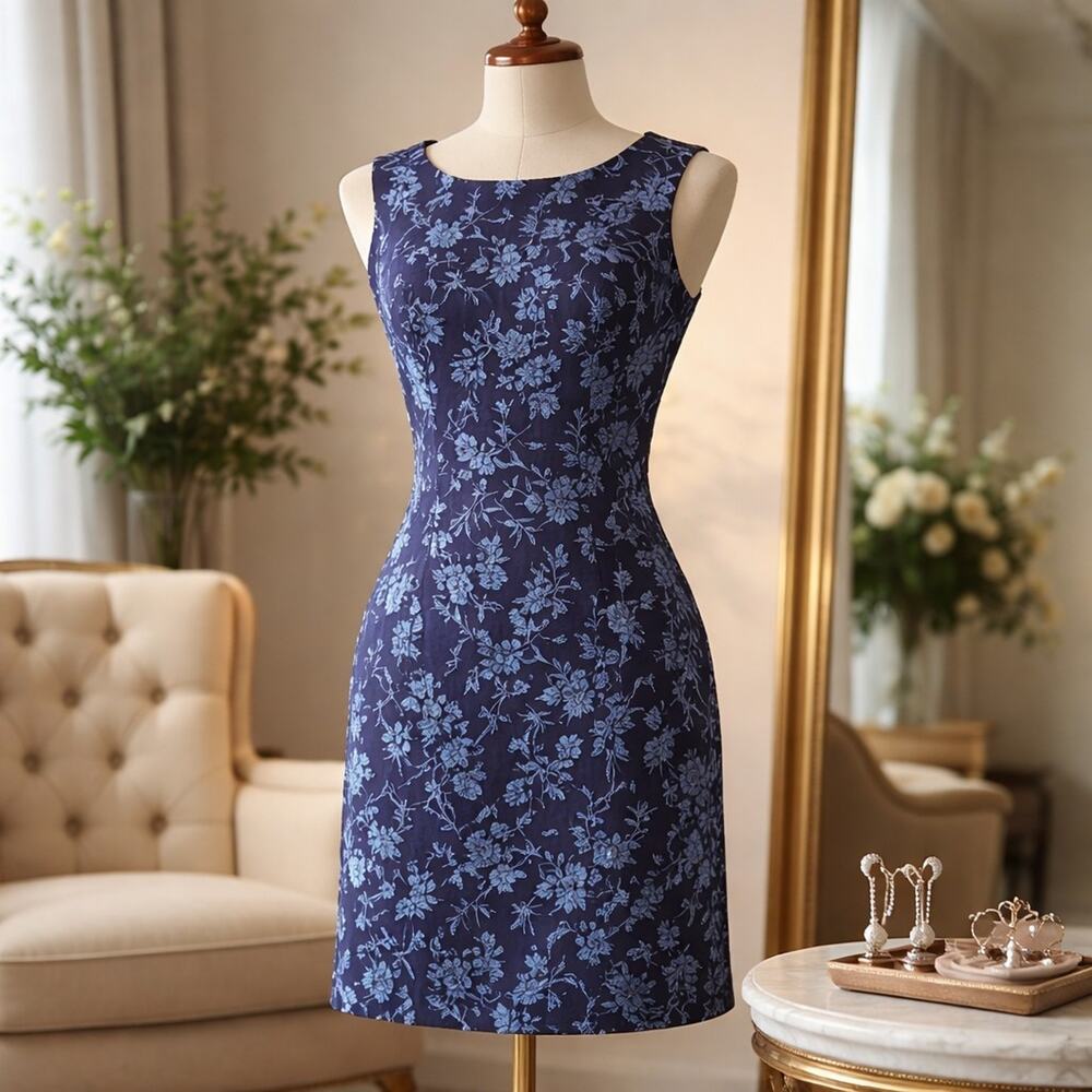 Van Heusen Women's Navy Blue Crepe A-Line Knee-Length Sexy Feminine Dress Size 4